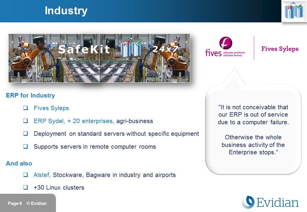 Evidian SafeKit Training - Customers - Slide 8