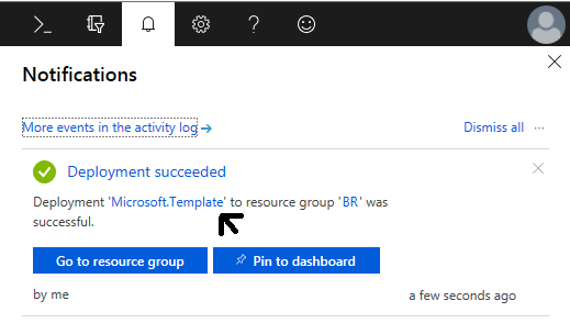 Azure Quickstart Output Panel