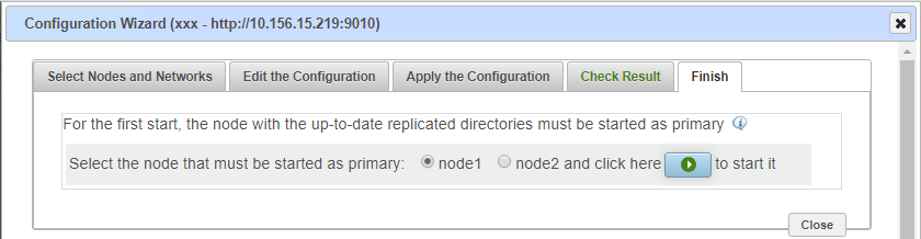SafeKit web console - select the Oracle node with the up-to-date database