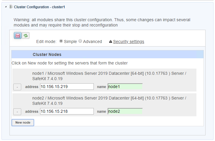 Enter the nodes in the IIS cluster