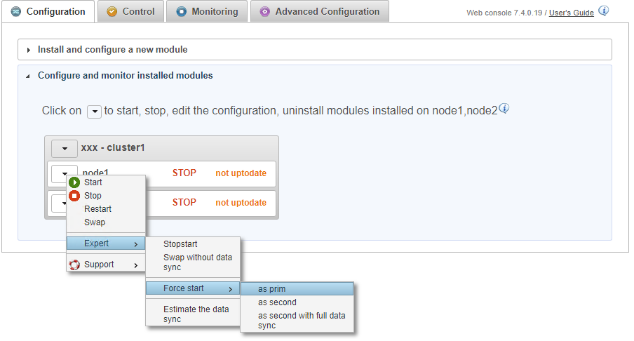 View full size Force the start as primary of the node with the up-to-date data