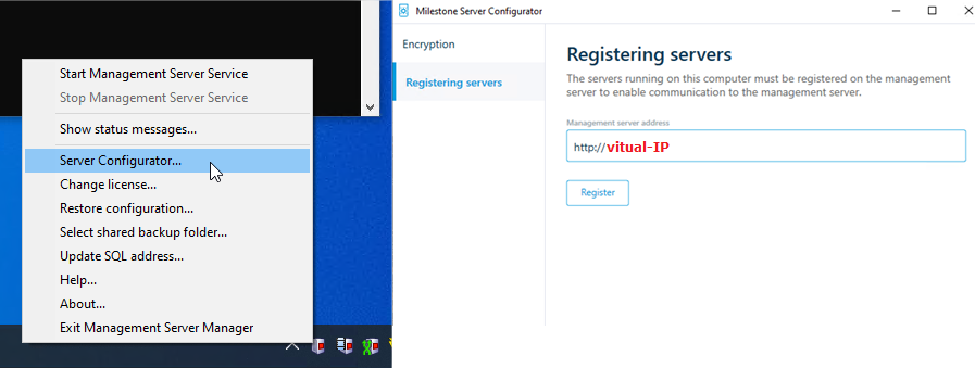 View full size Register the management server in Milestone 2020+
