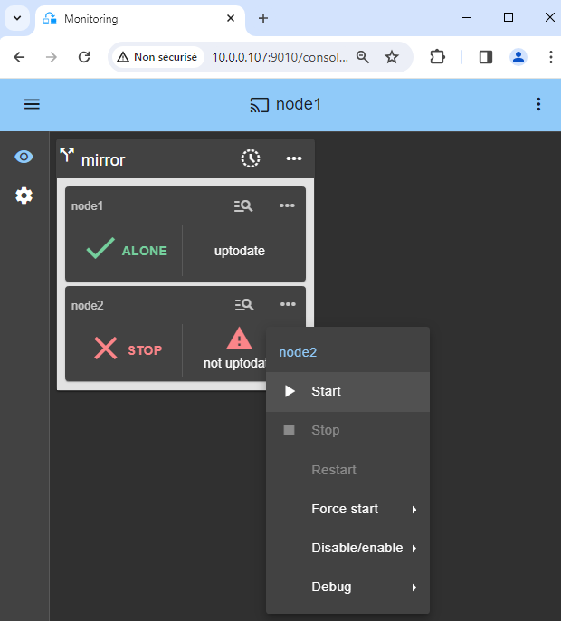 View full size Start the Linux node 2