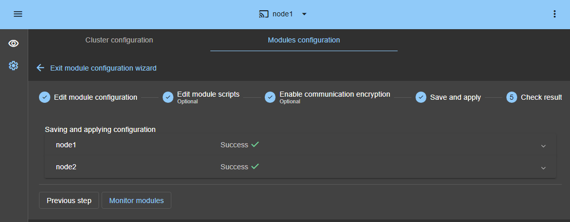 View full size Check the Linux module configuration success