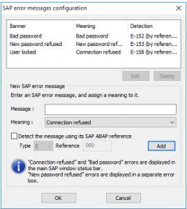 Configuring errors for SSO on SAP